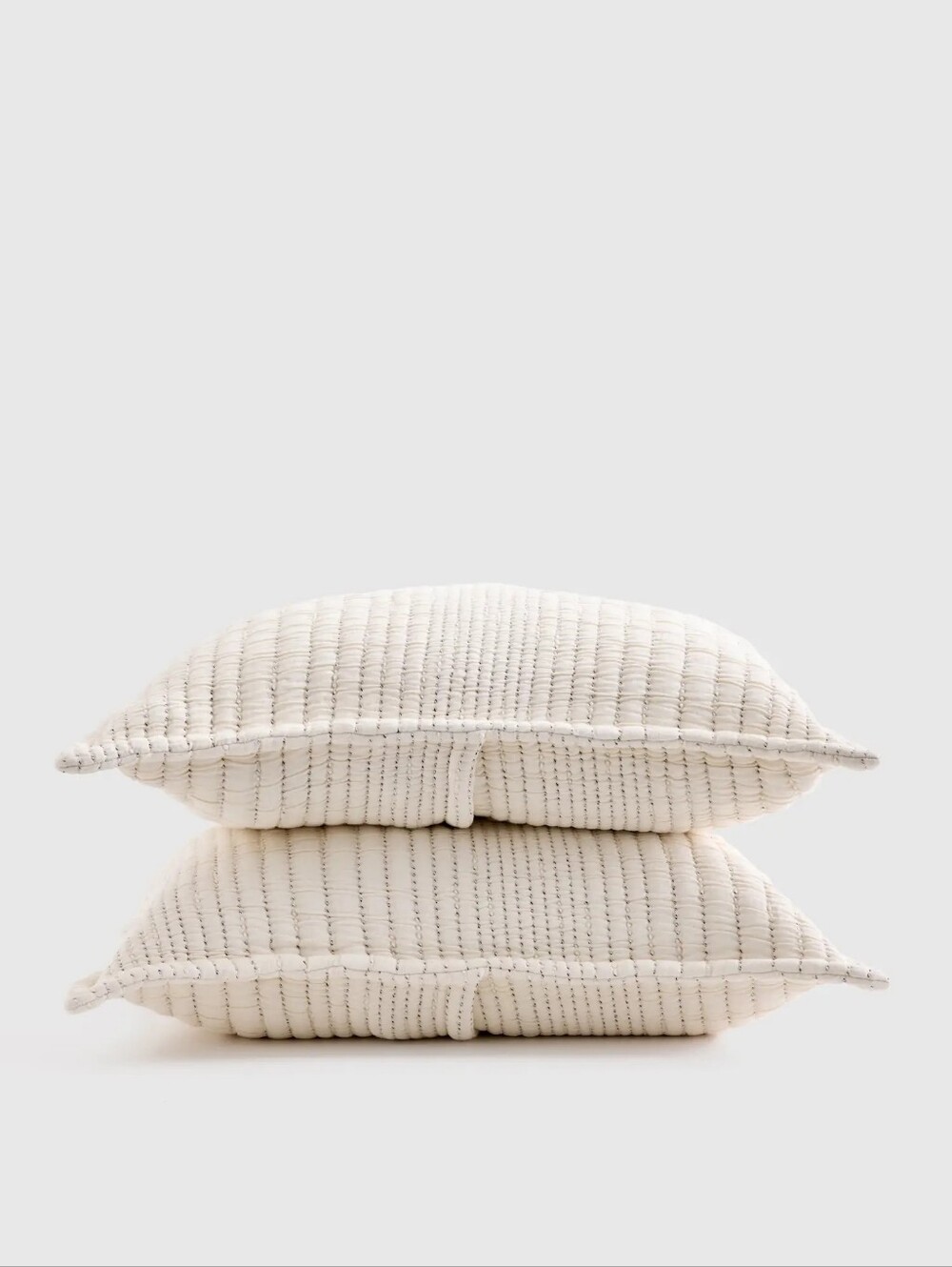 NWOT QUINCE Organic Cotton Channel Stitch Shams Set King/Cal King Undyed Coastal